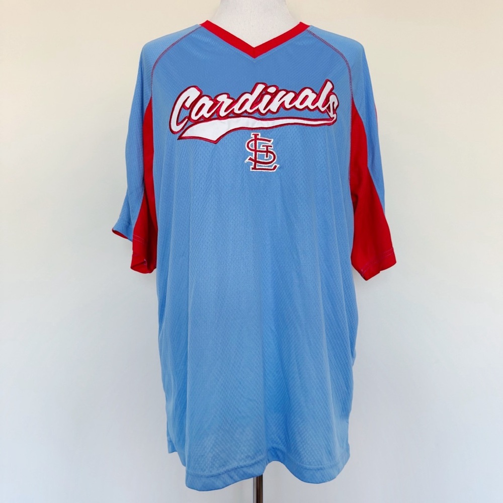St. Louis Cardinals Jersey Shirt Mens Size Large MLB Cooperstown Collection Blue